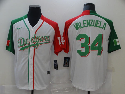 Men's Los Angeles Dodgers Fernando Valenzuela #34 White Player Jersey1