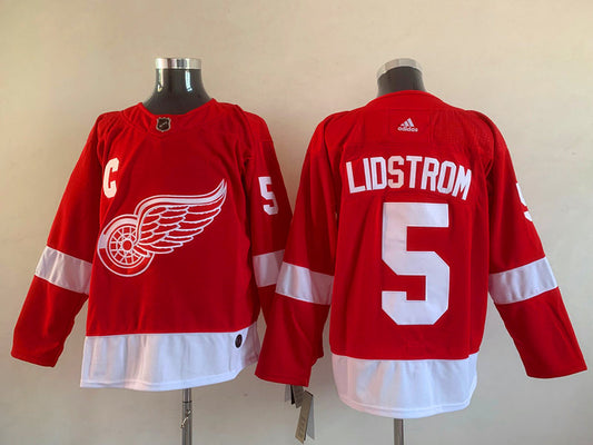 Men's Detroit Red Wings Nicklas Lidstrom Mitchell #5 Red Breakaway Player Jersey1