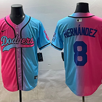 Men's Los Angeles Dodgers Enrique Hernandez #8 Pink/Blue Player Jersey