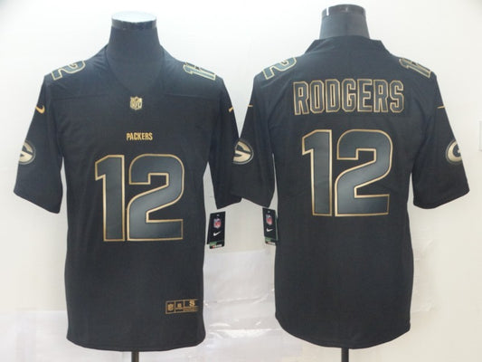 Men's Green Bay Packers #12 Aaron Rodgers Black Authentic Game Jersey1