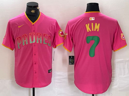 Men's San Diego Padres Ha-Seong Kim #7 Pink Replica Player Jersey1