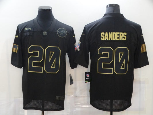 Men's Detroit Lions Barry Sanders #20 Black Jersey1