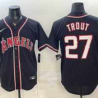 Men's Los Angeles Angels Mike Trout #27 Fashion Replica Black Out Jersey