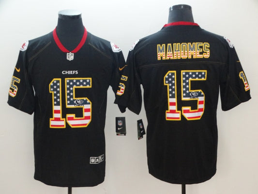 Men's Kansas City Chiefs Patrick Mahomes #15 Black Authentic Game Jersey1