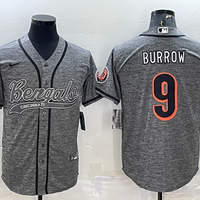 Men's Cincinnati Bengals Joe Burrow #9 Grey Fashion Game Jersey1
