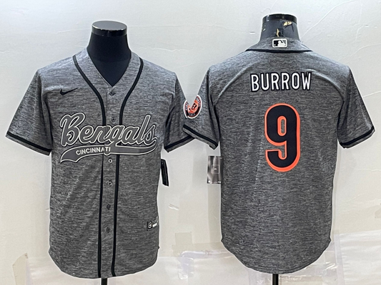 Men's Cincinnati Bengals Joe Burrow #9 Grey Fashion Game Jersey1