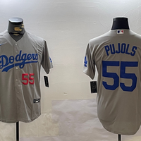 Men's Los Angeles Dodgers Albert Pujols #55 Gray Replica Baseball Jersey1