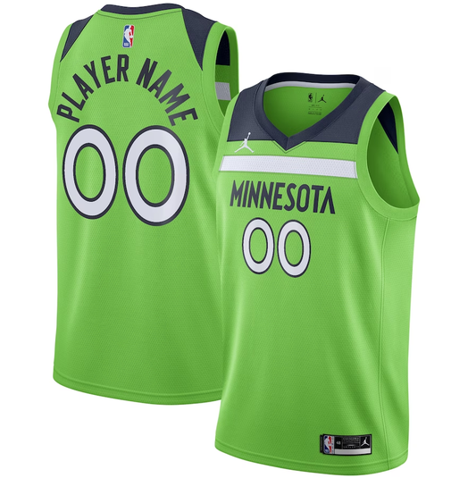 Men's Minnesota Timberwolves Green Swingman Custom Jersey1 - Statement Edition