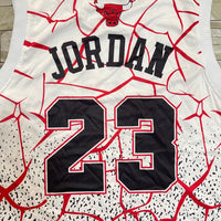 Men's Chicago Bulls Michael Jordan White/Black Classics Swingman Player Jersey1
