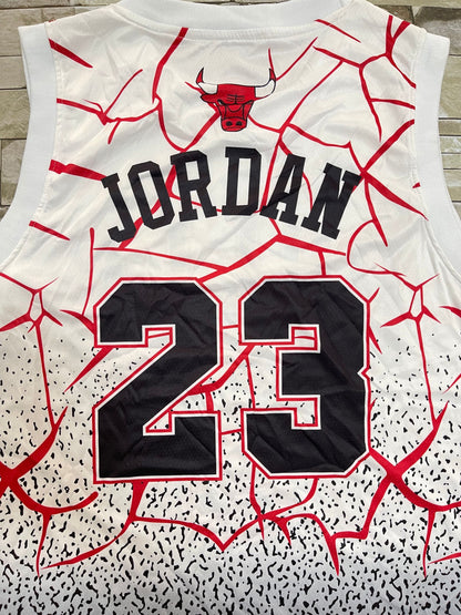 Men's Chicago Bulls Michael Jordan White/Black Classics Swingman Player Jersey1