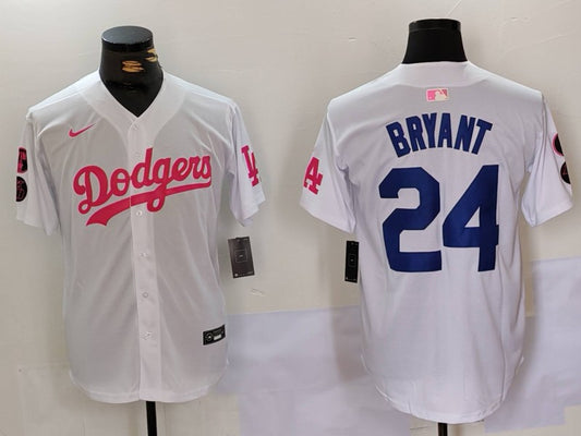 Men's Los Angeles Dodgers Kobe Bryant #24 White Limited Player Jersey1