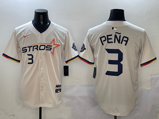 Men's Houston Astros Jeremy Pena #3 Cream 2025 City Connect Limited Player Jersey1