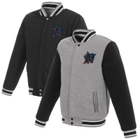 Men's Miami Marlins JH Design Reversible Fleece Full-Snap Jacket