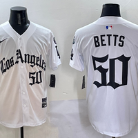 Men's Los Angeles Dodgers Mookie Betts #50 White Game Player Jersey