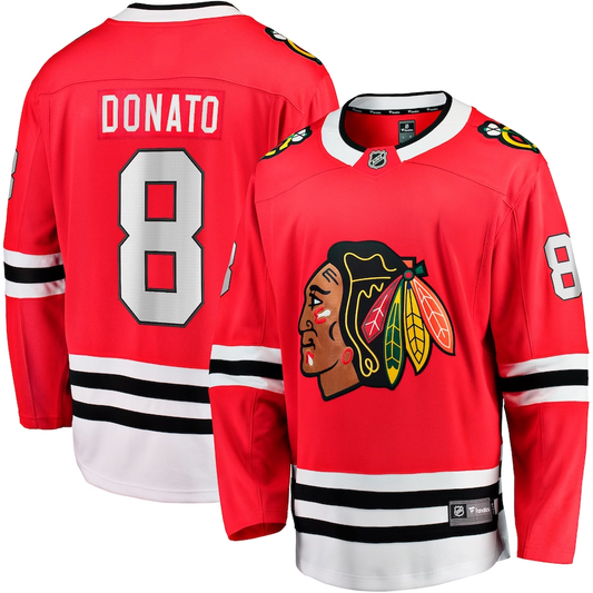 Men's Chicago Blackhawks Ryan Donato #8 Red Home Breakaway Jersey1