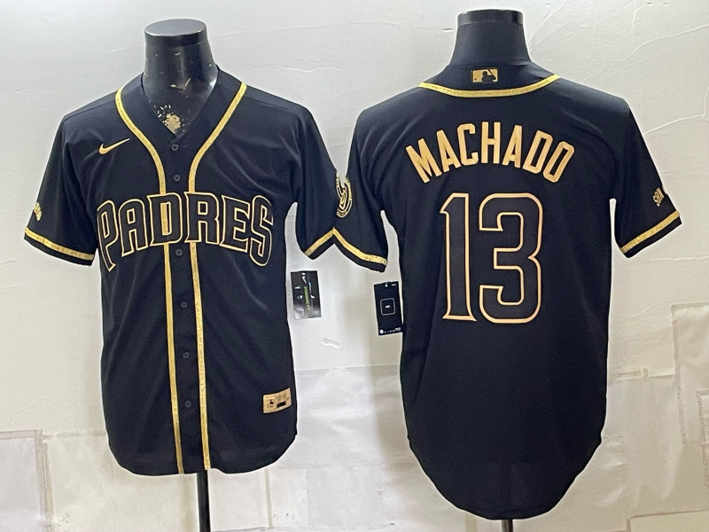 Men's San Diego Padres Manny Machado #13 Black Replica Jersey