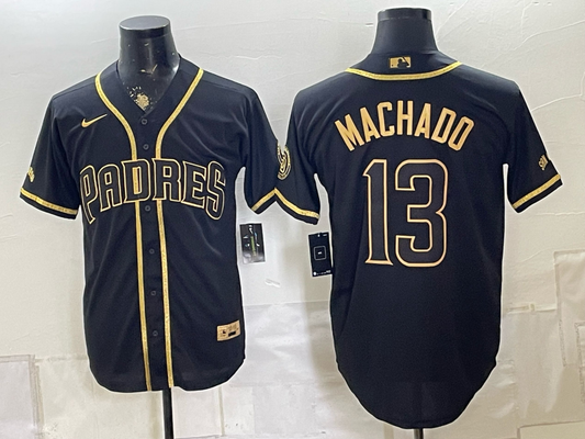 Men's San Diego Padres Manny Machado #13 Black Replica Jersey