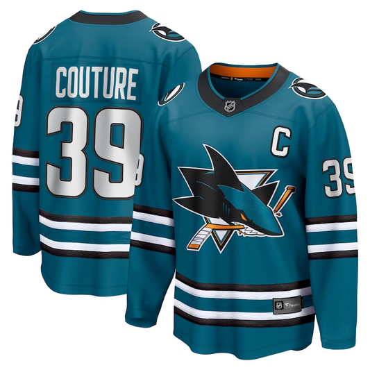 Men's San Jose Sharks Logan Couture #39 Teal Home Breakaway Player Jersey1