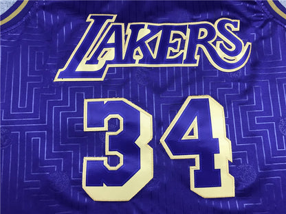 Men's Los Angeles Lakers Shaquille O'Neal Hardwood Classics Swingman Jersey1