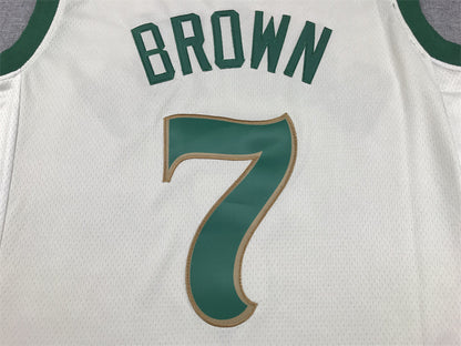 Men's Boston Celtics Jaylen Brown #7 White 2023/24 Swingman Jersey1 - City Edition