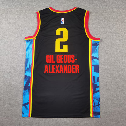 Men's Oklahoma City Thunder Shai Gilgeous-Alexander #2 Black 2024/25 Swingman Player Jersey1 - City Edition