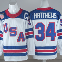 Men's United States Hockey Auston Matthews #34 White 2026 Winter Olympics Jersey