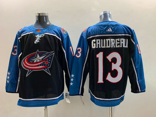 Men's Columbus Blue Jackets Johnny Gaudreau #13 Navy Home Breakaway Player Jersey1