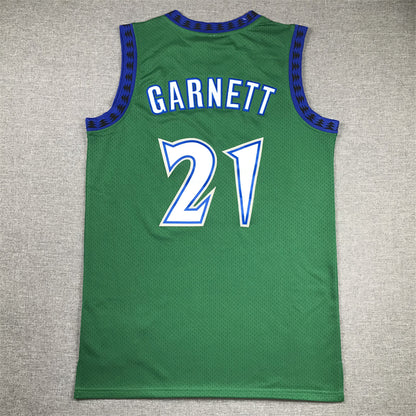 Men's Minnesota Timberwolves Kevin Garnett #21 Green Hardwood Classics Swingman Jersey1