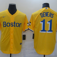 Men's Boston Red Sox Rafael Devers #11 Yellow Replica Baseball Jersey1