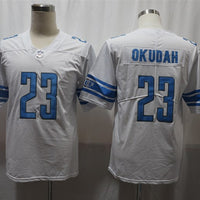 Men's Detroit Lions Jeff Okudah #23 White Game Jersey1