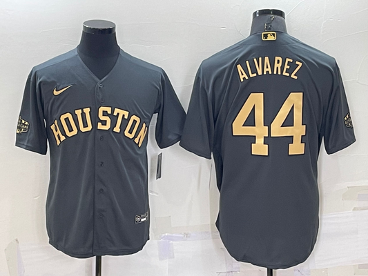 Men's Houston Astros Yordan Alvarez #44 Gray Replica Baseball Jersey1