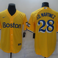 Men's Boston Red Sox J.D. Martinez #28 Yellow Replica Baseball Jersey1