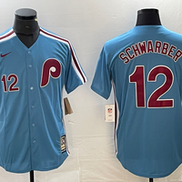 Men's Philadelphia Phillies Kyle Schwarber #12 Light Blue Cooperstown Collection Authentic Jersey1