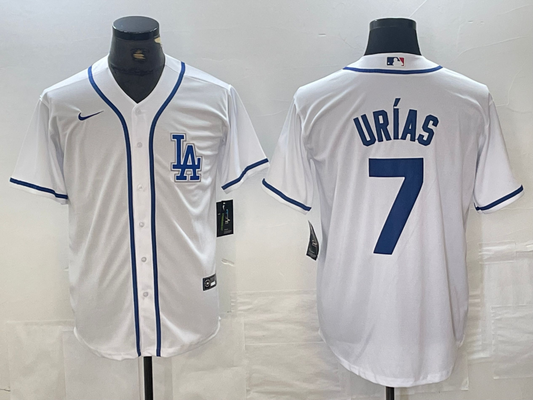 Men's Los Angeles Dodgers Julio Urias #7 White Limited Player Jersey1