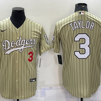 Men's Los Angeles Dodgers Chris Taylor #3 Gold Replica Baseball Jersey1