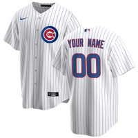 Men's Chicago Cubs White Home Replica Custom Jersey1