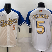 Men's Los Angeles Dodgers Freddie Freeman #5 White 2025 Gold Collection Player Jersey