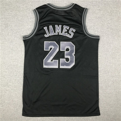 Men's Los Angeles Lakers LeBron James Black Hardwood Classics Swingman Jersey1