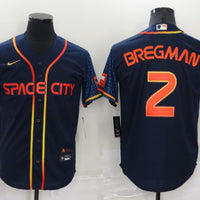 Men's Houston Astros Alex Bregman #2 Navy Space City Jersey1
