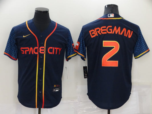 Men's Houston Astros Alex Bregman #2 Navy Space City Jersey1