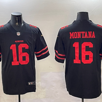 Men's San Francisco 49ers Joe Montana #16 Black Game Jersey1