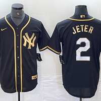 Men's New York Yankees Derek Jeter #2 Black Fashion Stitched Jersey1
