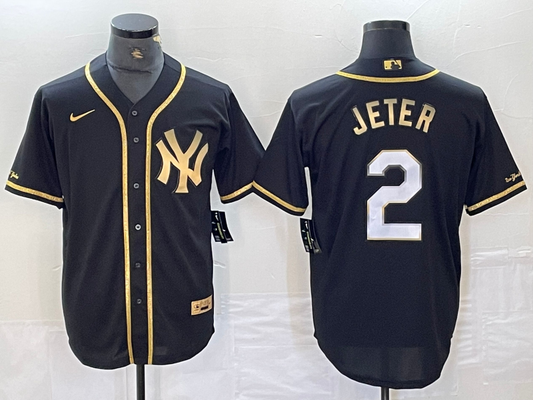 Men's New York Yankees Derek Jeter #2 Black Fashion Stitched Jersey1