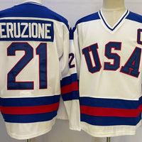 Men's USA Hockey Mike Eruzione #21 White Player Jersey