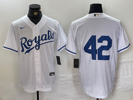 Men's Kansas City Royals #42 White 2024 Jackie Robinson Day Home Limited Jersey1