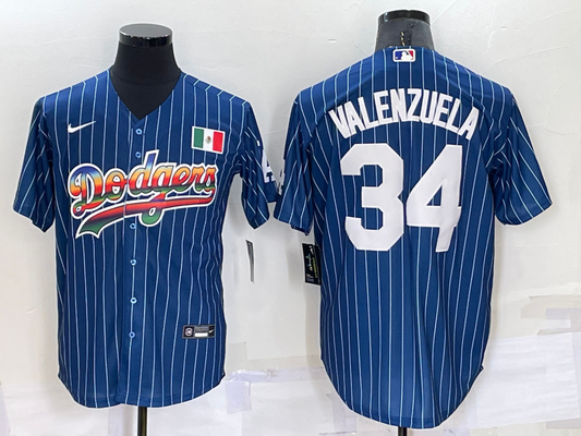 Men's Los Angeles Dodgers Fernando Valenzuela #34 Blue Fashion Stitched Jersey1