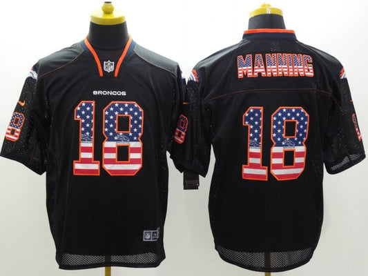Men's Denver Broncos Peyton Manning #18 Black Game Player Jersey1