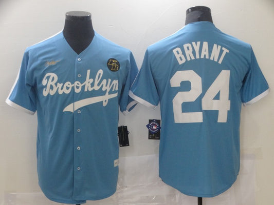 Men's Los Angeles Dodgers Kobe Bryant #24 Light Blue Replica Baseball Jersey1