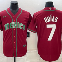 Men's 2023 World Baseball Classic #7 Julio Urias Mexico Red Jersey1