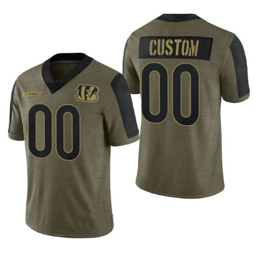 Custom2 Cincinnati Bengals Olive 2021 Salute To Service Limited Jersey2 Name And Number Size S to 6XL Christmas Birthday Gift American Stitched Football Jersey2s